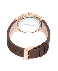Kenneth Cole New York Men's Modern Classic Brown Genuine Leather Strap Watch 43mm