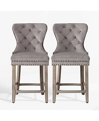 WestinTrends Tufted Velvet Counter Stool (Set of 2)