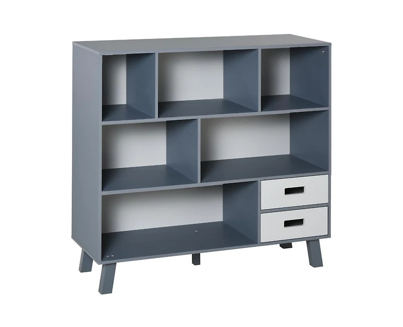 Homcom 3-Tier Bookcase Open Shelves Home Storage Furniture with Drawers