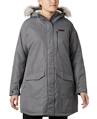 Columbia Plus Size Suttle Mountain Hooded Faux-Fur-Trim Long Insulated Coat