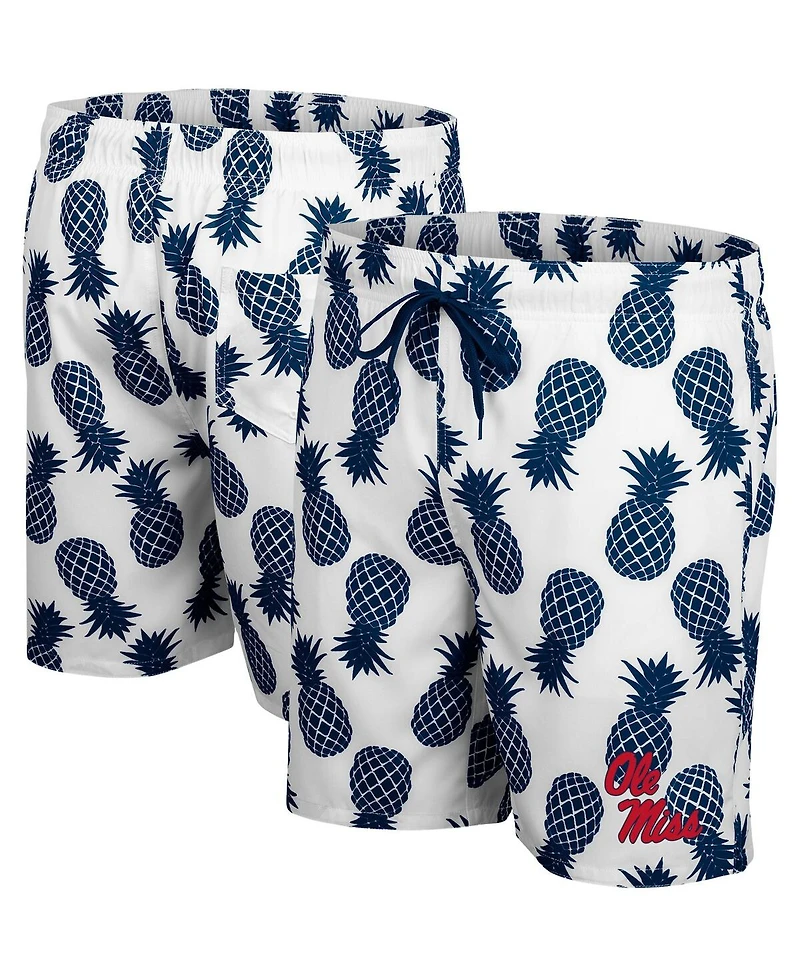 Men's Colosseum White, Navy Ole Miss Rebels Pineapple Swim Shorts
