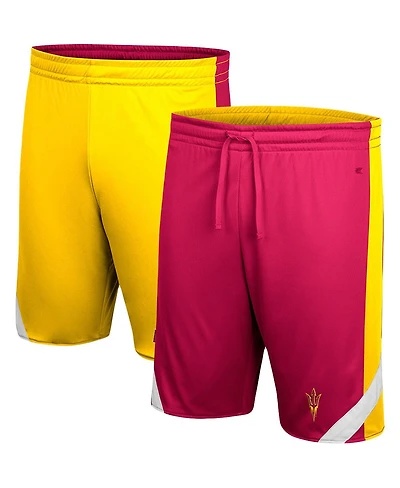 Men's Colosseum Maroon, Gold Arizona State Sun Devils Am I Wrong Reversible Shorts