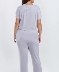 iCollection Jewel Cozy Plus Size Modal Pajama Pant Set, 2 Piece