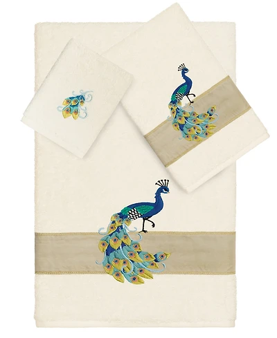 Linum Home Turkish Cotton Penelope Embellished 3-Pc. Bath Towel Set