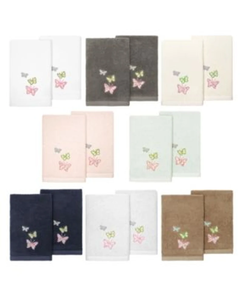 Linum Home Turkish Cotton Mariposa Embellished Bath Towel Sets