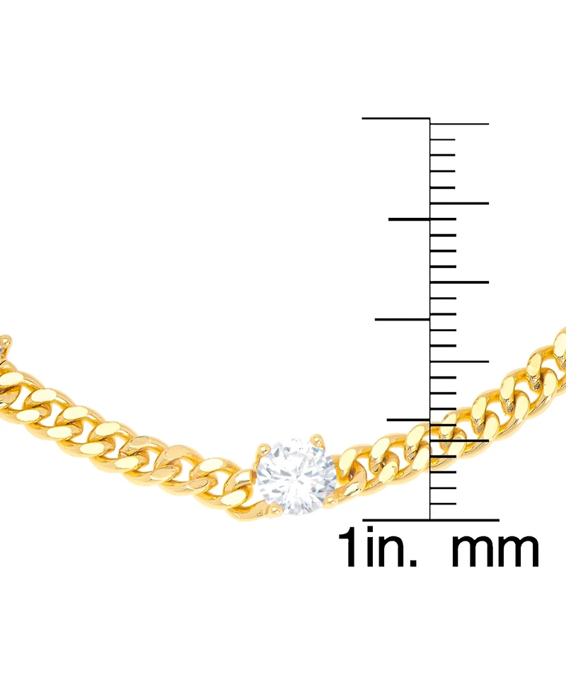 Macy's Gold Plated Cubic Zirconia Cuban Link Bracelet