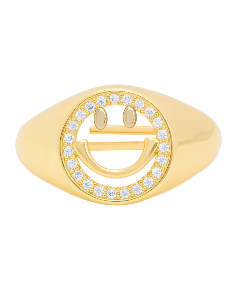 Macy's Gold Plated Cubic Zirconia Smiley Face Ring