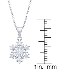 Silver Plated Cubic Zirconia Snowflake Earrings and Pendant Necklace Set