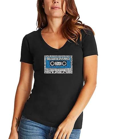 La Pop Art Women's 80s One Hit Wonders Word V-neck T-shirt
