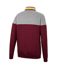 Men's Colosseum Heathered Gray and Maroon Arizona State Sun Devils Be the Ball Quarter-Zip Top