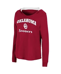Women's Colosseum Crimson Oklahoma Sooners Catalina Hoodie Long Sleeve T-shirt