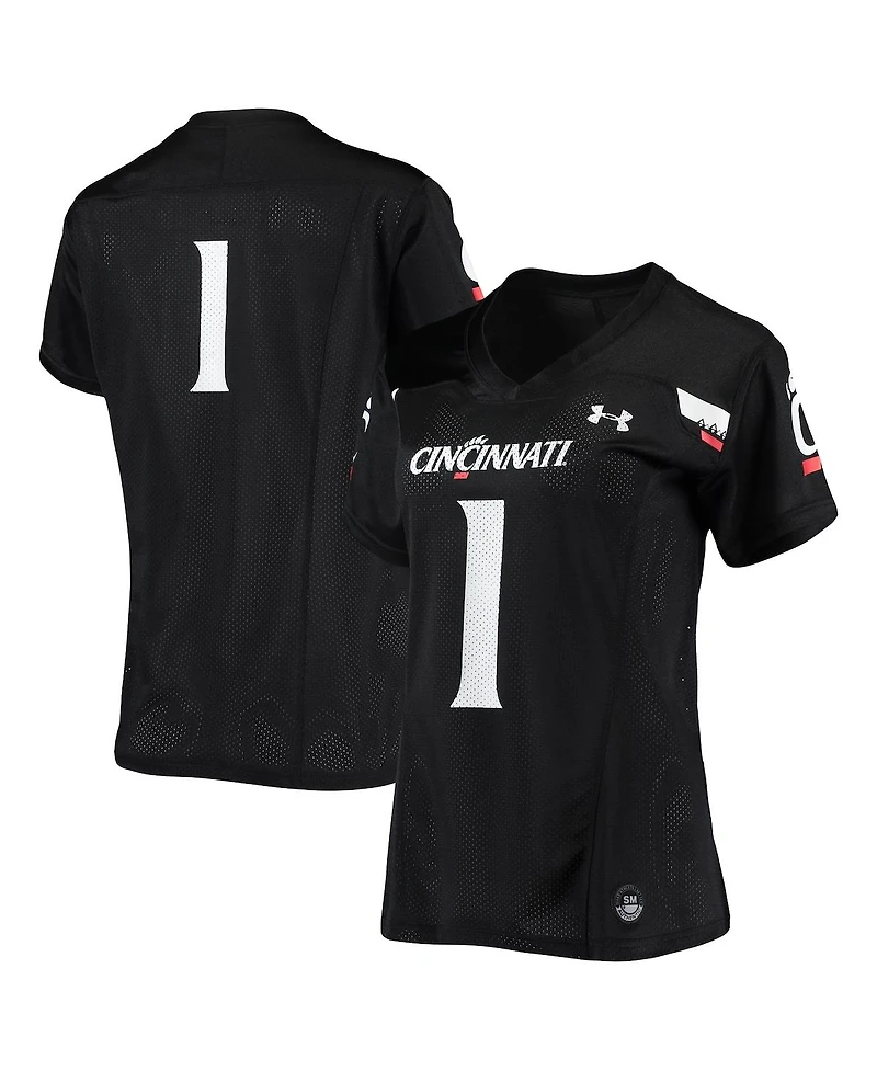 Women's Under Armour #1 Black Cincinnati Bearcats Finished Replica Football Jersey