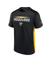Men's Fanatics Black, Gold Pittsburgh Penguins Authentic Pro Rink Tech T-shirt
