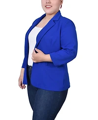 Ny Collection Plus Size 3/4 Sleeve Scuba Crepe Blazer