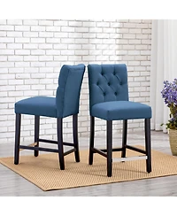 WestinTrends Linen Fabric Tufted Counter Stool (Set of 2)