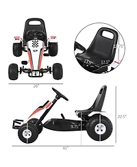 Aosom Pedal Go Kart Children Ride on Car w/ Adjustable Seat Plastic Wheel