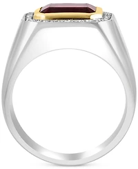 Effy Men's Garnet (4-1/10 ct. t.w.) & Diamond (1/6 ct. t.w.) Ring in Sterling Silver & 14k Gold-Plate