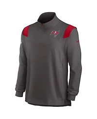 Men's Nike Pewter Tampa Bay Buccaneers Sideline Coach Chevron Lockup Quarter-zip Long Sleeve Top