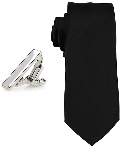 ConStruct Men's Solid Tie & 1" Bar Set