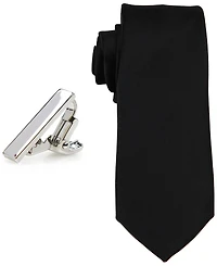 ConStruct Men's Solid Tie & 1" Bar Set