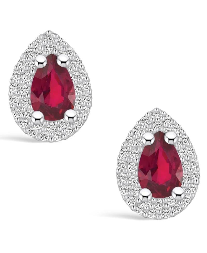Macy's Ruby (1 Ct. t.w.) and Diamond (3/8 Halo Stud Earrings