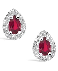 Macy's Ruby (1 Ct. t.w.) and Diamond (3/8 Halo Stud Earrings