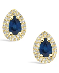Macy's Sapphire (1 Ct. t.w.) and Diamond (3/8 Halo Stud Earrings