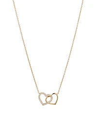 Eliot Danori Silver-Tone Double Heart Necklace 16" + 2" Extender