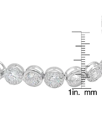 Macy's Fine Silver Plated Cubic Zirconia Round Halo and Bezel Link Bracelet
