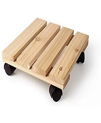 Plastec Wooden Plant Caddy on Wheels For Large Planter Pots, 12in