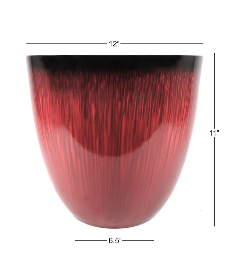 Gardeners Select EPR12-206 Egg Shaped Planter Red Flower 12 Inch