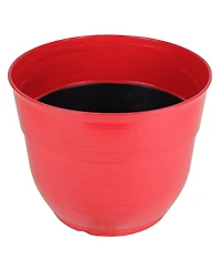 Garden Elements Glazed Brushed Happy Large Plastic Planter Bright Red 15 Inch