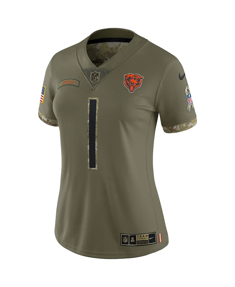 Women's Nike Justin Fields Olive Chicago Bears 2022 Salute To Service Limited Jersey