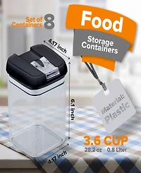 Cheer Collection 8 Piece Food Storage Containers, 0.8 Liter