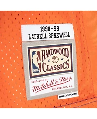 Men's Mitchell & Ness Latrell Sprewell Blue, Orange New York Knicks Hardwood Classics 1998-99 Split Swingman Jersey