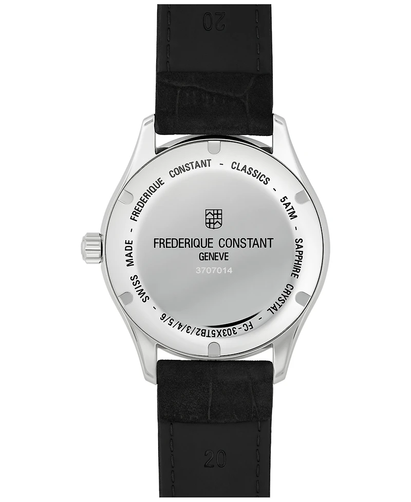 Frederique Constant Men's Swiss Automatic Classic Index Black Leather Strap Watch 40mm