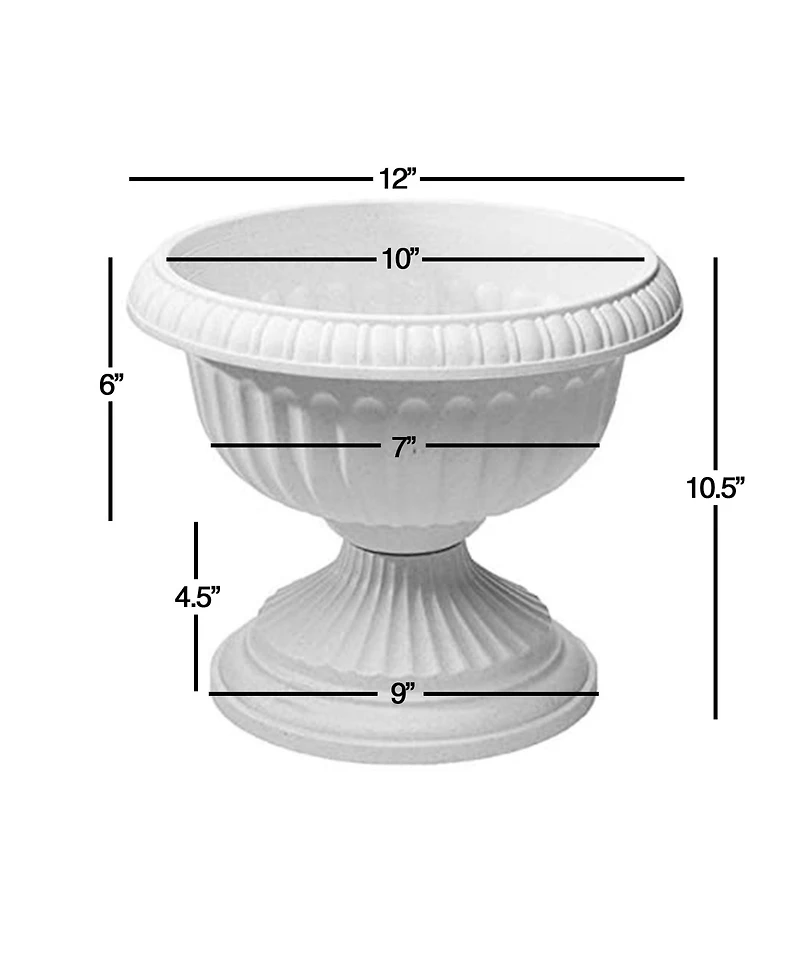 Novelty Grecian Urn Plastic Planter for Indoor/Outdoor Use, Stone Colored, 12 inch