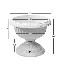 Novelty Grecian Urn Plastic Planter for Indoor/Outdoor Use, Stone Colored, 12 inch