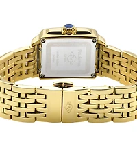 GV2 by Gevril Women's Padova Gemstone Swiss Quartz Diamond Accent Ion Plating Gold-Tone Stainless Steel Bracelet Watch 27mm x 30mm