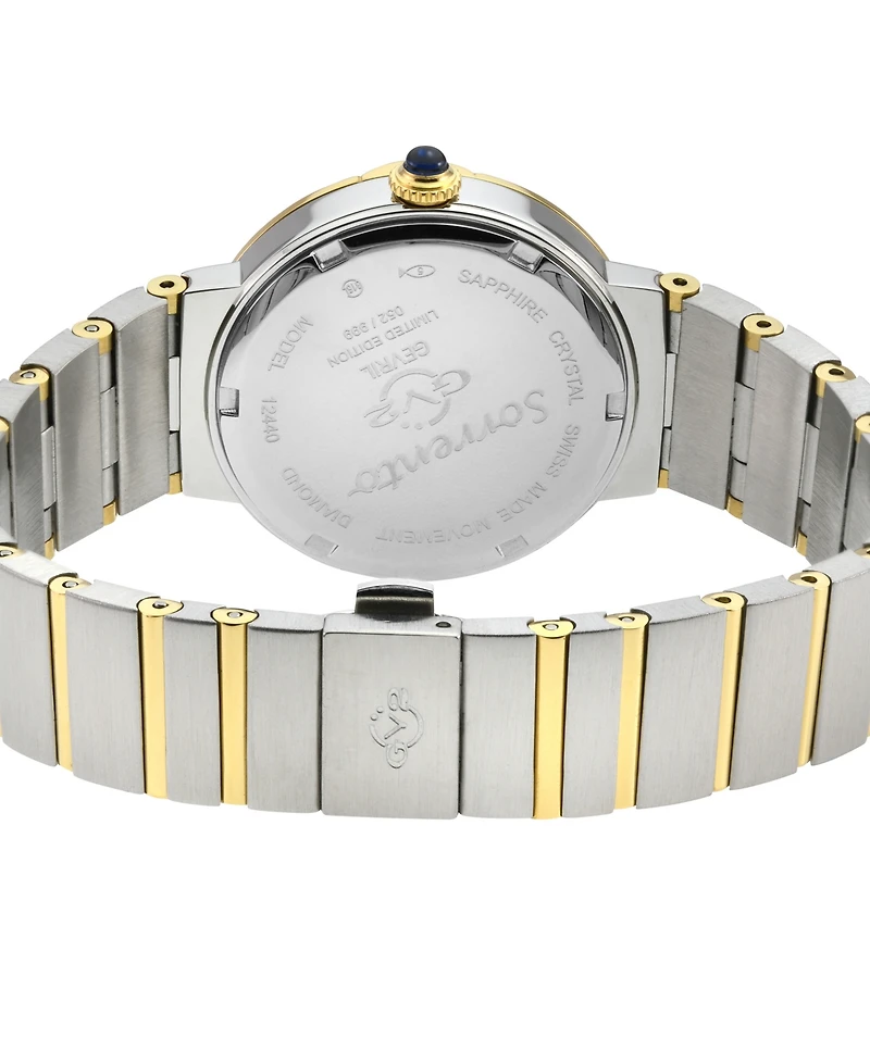 GV2 by Gevril Women's Sorrento Swiss Quartz Diamond Accents Two-Toned Ss Ipyg Stainless Steel Bracelet Watch 32mm