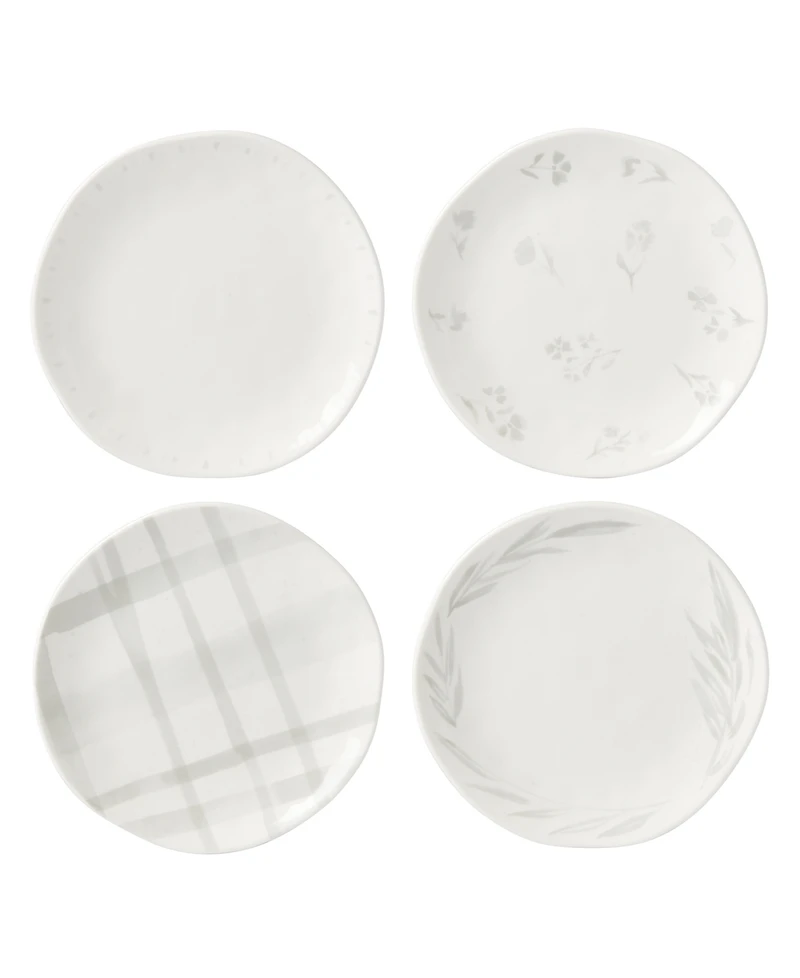 Lenox Oyster Bay Whiteware 4 Piece Tidbit Plate Set, Service for 4