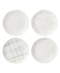 Lenox Oyster Bay Whiteware 4 Piece Tidbit Plate Set, Service for 4