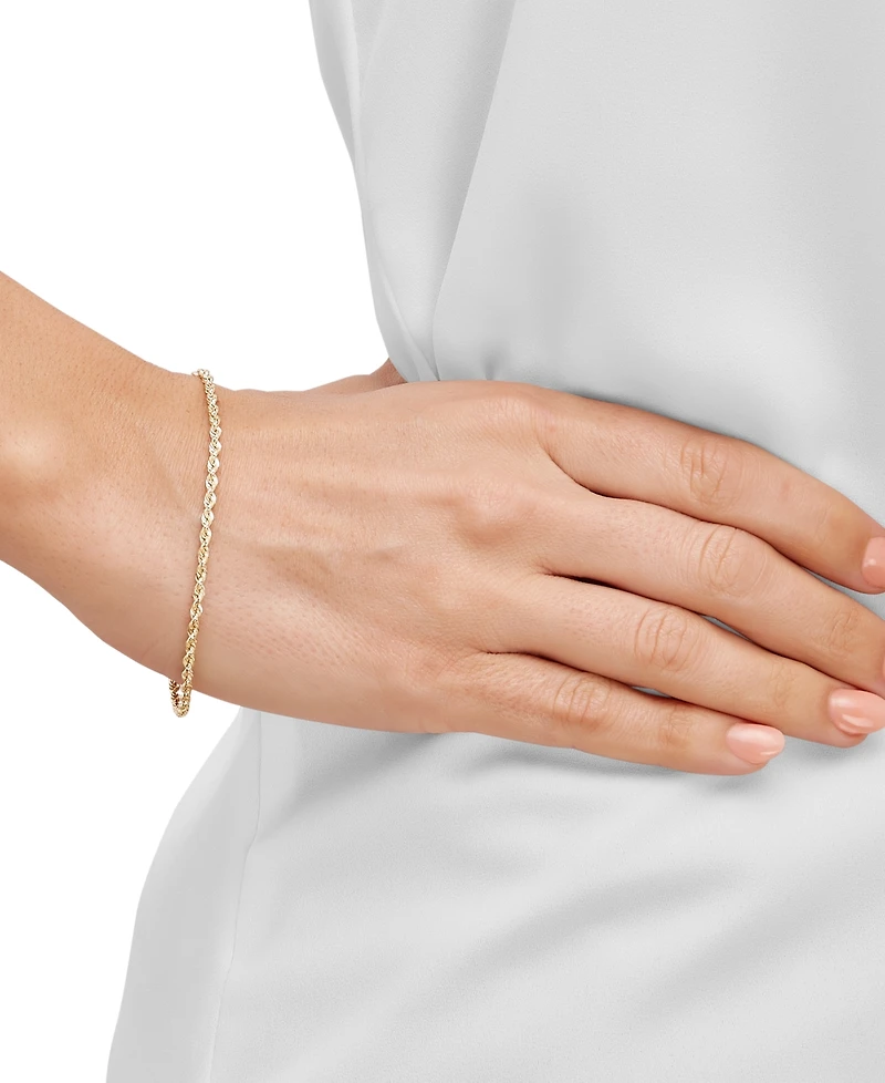 Lightweight Glitter Rope Link Chain Bracelet in 10k Gold