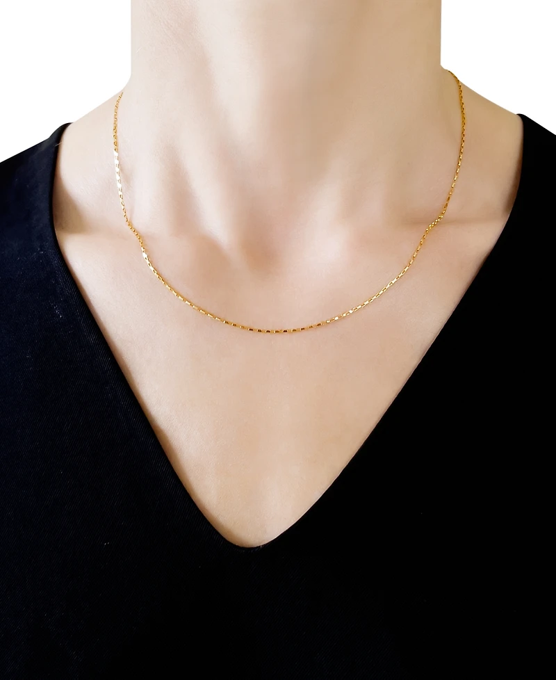 Elongated Box Link 18" Chain Necklace in 14k Gold