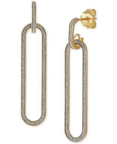 Glitter Paperclip Doorknocker Drop Earrings in 10k Gold, Created for Macy's