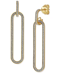 Glitter Paperclip Doorknocker Drop Earrings in 10k Gold, Created for Macy's