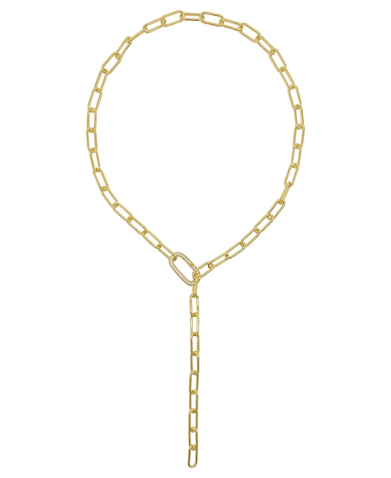 Adornia Women's 14K Gold-Tone Plated Y-Shaped Lariat Crystal Lock Necklace