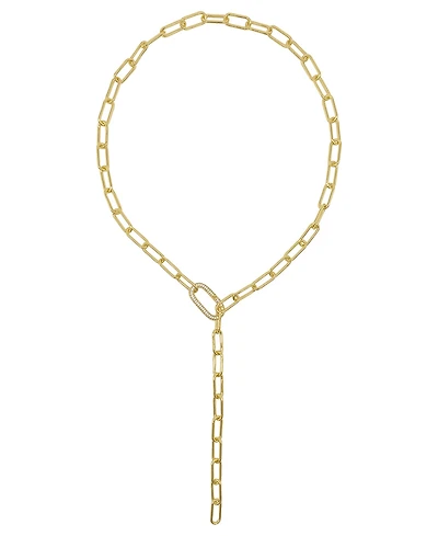 Adornia Women's 14K Gold-Tone Plated Y-Shaped Lariat Crystal Lock Necklace