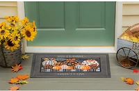 Evergreen Elegant Pattern Pumpkins Set of 2 Garden Flag and Sassafras Doormat Bundle Set