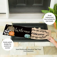 Evergreen Mixed Print Pumpkins Sassafras Indoor Outdoor Switch Doormat 10"x1'10" Black